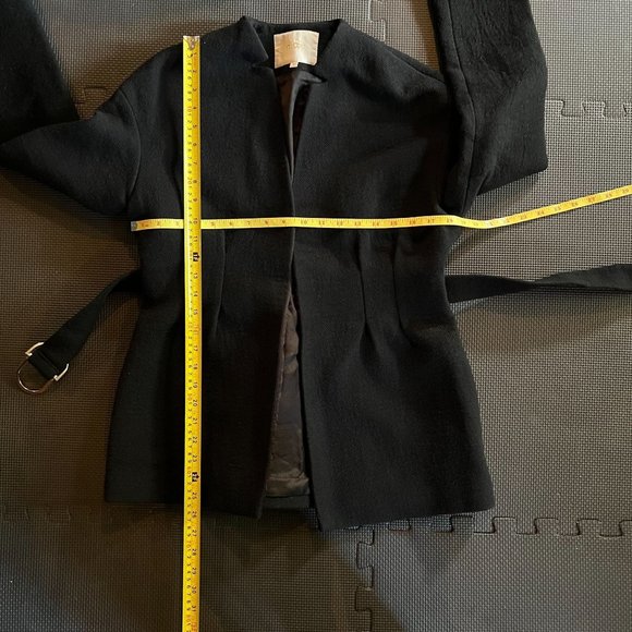 MAJE Belted Jacket Blazer Black Size 2 Collarless Slit Pockets Sash Tie Closure - Picture 7 of 12